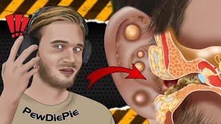 ASMR Animation Clean PewDiePies ears  Dont wear headphones for too long  WOW Brain Satisfying