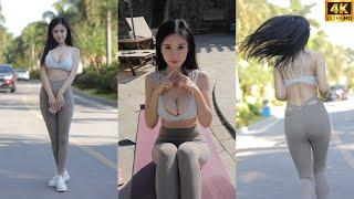4K高清 魔镜街拍 China street shot  Beautiful Girl！假日半岛的冥想 瑜伽裤 模拍