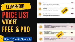 Elementor Price List Widget Free and Pro  How to create Price List manually