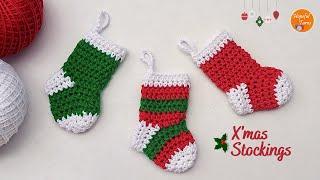 How to Crochet Mini Christmas Stocking Ornament  Crochet Christmas Decoration  Christmas Ornament