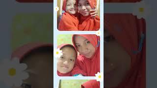 couplean kerudung ibu dan anak  Jilbab HJ model Arifah Bunga size L dan S warna merah Pita Biru