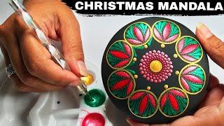 How to 𝐂𝐡𝐫𝐢𝐬𝐭𝐦𝐚𝐬 Mandala Art Stones Dot Painting  Mandala for Beginners  Tutorial Rocks #Mandala 