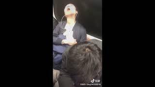 Japanese woman fell asleep on train open mouth