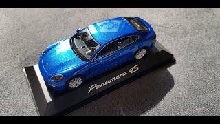 Porsche Panamera 4S Sapphire Blue Metallic  Unboxing Herpa 143