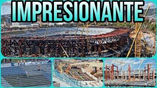 OBRAS CAMP NOU17 de Septiembre️Mas escuadras  avanzando con la pintura de las gradas