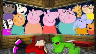 JJ and Mikey SURROUNDED by 1000 Scary PEPPA PIG Family EXE in Minecraft Maizen Security House