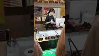 cute girl making ice cream