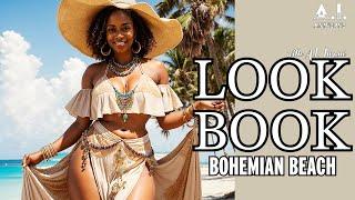 4K AI Art Model Look Book Video Bohemian Style Beach outfits