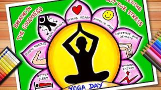 Yoga Day Drawing  Yoga Day Poster  Hum Fit To India Fit Poster  Stay Active Be Healthy Drawing