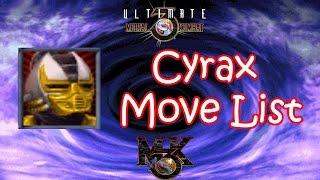 UMK3  MK3 - Cyrax Move List