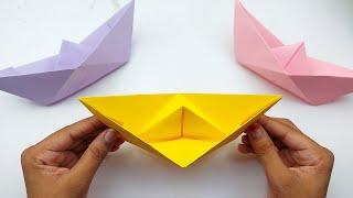 How to Make Paper Boat  Origami Boat  Paper Boat Folding  Easy Paper Crafts Without Glue