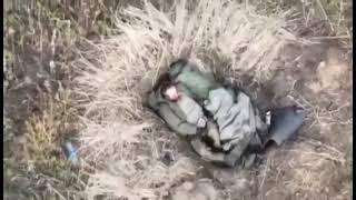 Graphic +18 Ukrainian drone dropped a grenade  VOG-17 over 2 Russian soldiers while they slept