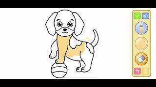 Coloring a dog with fun music kids learn and play