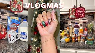 Vlogmas Day 15 Instagram Followers Design my Nails  + GROCERY HAUL + Holiday Hot Chocolate.