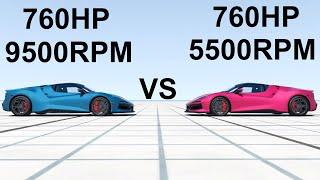 High RPM vs Low RPM Same Power - Which One Is Faster? BeamNG. Drive