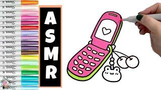 ASMR Speed Coloring Cute & Groovy Flip Phone Coloring Book Page  NO Talking  Satisfying