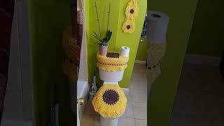 Juego de Baño Tejido en crochet flor Girasol