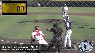 Seth Hernandez Prospect Video RHP Corona High School Class of 2025 Full Outing vs Aquinas