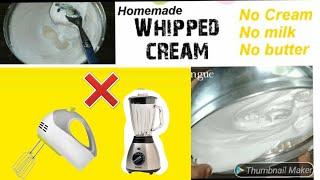 Homemade whipped cream for cake decoration without electric beaterdine and decor