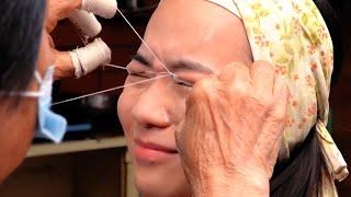 $2 Facial hair removal on Chinese streets  Threading 