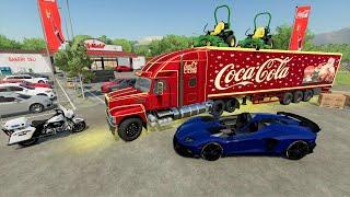 Jumping rivers and crashing cars as delivery man  Farming Simulator 22