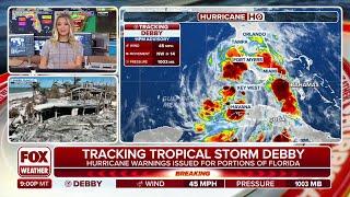 Tropical Storm Debby slightly stronger heading into the second half of the weekend