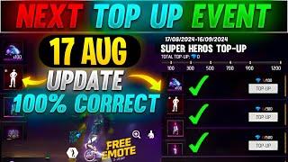 Next Top Up Event In Free Fire 17 AUGUST 2024  upcoming top up event in free fire