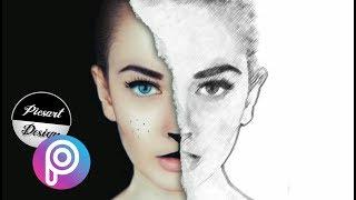 Half Sketch Effect - Picsart Tutorialpicsart manipulation how to Make sketch face