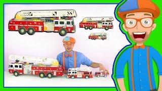 Learn Sizes with Fire Trucks  Blippi Toys Smallest to Biggest