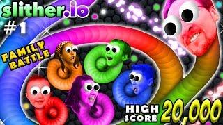 SLITHER.IO #1 6 Player FGTEEV Family Battle  20k High Score Snake  Worms Grow Up Fast