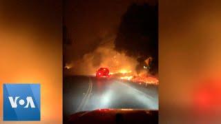 Car Drives Through Napa Valley Fire