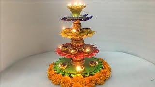 Diwali Series #6  Diya Stand Making With Plastic Spoons & Bottle  Diwali Home Decoration Ideas