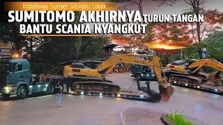 Tak Ada TakutnyaSumitomo Beraksi Diatas Dolly Untuk Membantu Truk Scania Taklukan Tikungan Ekstrim