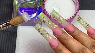 WATCH ME WORK WITH NON DOMINANT HAND ACRYLIC NAILS TUTORIAL FROM SRART TO FINISH