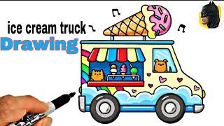 Unlock your skills  ice cream truck drawing easy  ice cream truck drawing step bystep