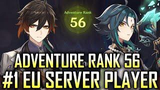 Adventure Rank 56 - I am the highest level player on EU  Genshin Impact