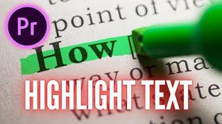 How to Highlight Text Tutorial Premiere Pro 2024  #premierepro