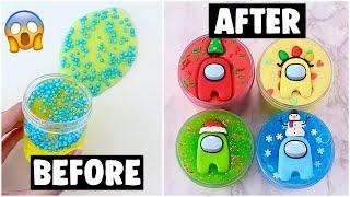 4 EXTREME AMONG US SLIME MAKEOVERS *fixing my 1 year old slimes*