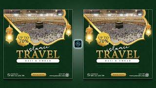 Travel Post Design in Photoshop  Hajj and Umrah Social Media Banner Design Tutorial