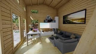 Log Cabin with Sleeping loft Sweden B XL 35m2  7 x 4 m  70mm