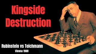 Attacking Strategy Pawn Storm and Sacrifice. Rubinstein vs Teichmann 1908