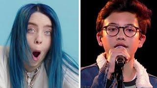 Billie Eilish reacting  Justin - Lovely  The Voice Kids  VTM