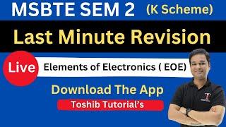 LIVE  Elements of Electronics 2nd semester  EOE Electrical Engineering K Scheme  Toshib Tutorials