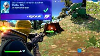 Destroy structures with an E-11 Blaster Rifle - Fortnite