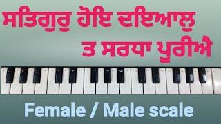 Satgur hoye dyaal taan srdha pooriye  Notation in description box 