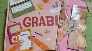 Awesome haul GRABIE box of junk journal supplies & then make Wrap around pocket tag