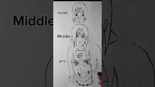 drawing Itachi Uchiha  noob vs middle vs pro