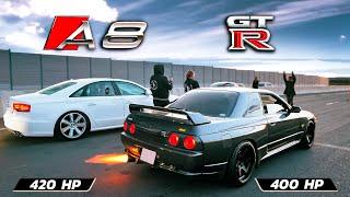GT-R Godzilla r32 400 hp v AUDI A8 420 hp v BMW st2 350 hp v Passat 280 hp + Octavia A4 v Ceed st1