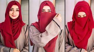 Comfortable Layered Wedding Hijab Tutorial Full Coverage Hijab Style ChiffonGeorgette Niqab Style