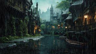 Soothing Rain no Thunder in Misty Castle and the River  Rain for Sleep